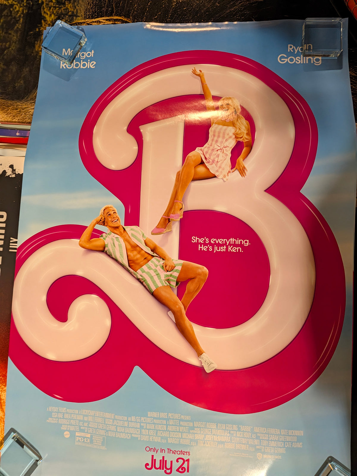 Barbie 2023 Movie Poster 27x40 Double Sided Margot Robbie Ryan Gosling Ken