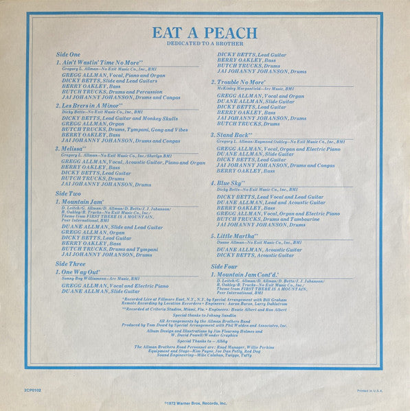 The Allman Brothers Band - Eat A Peach - Used VG+