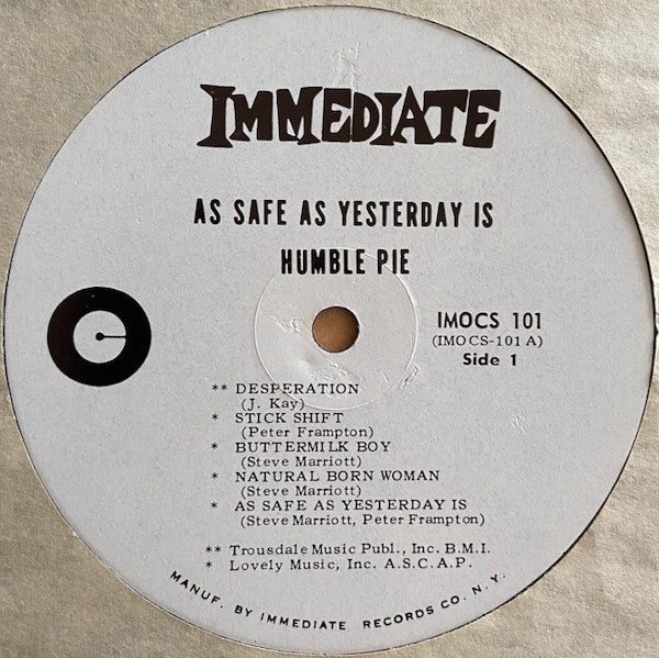 Humble Pie - As Safe As Yesterday Is - Used VG+