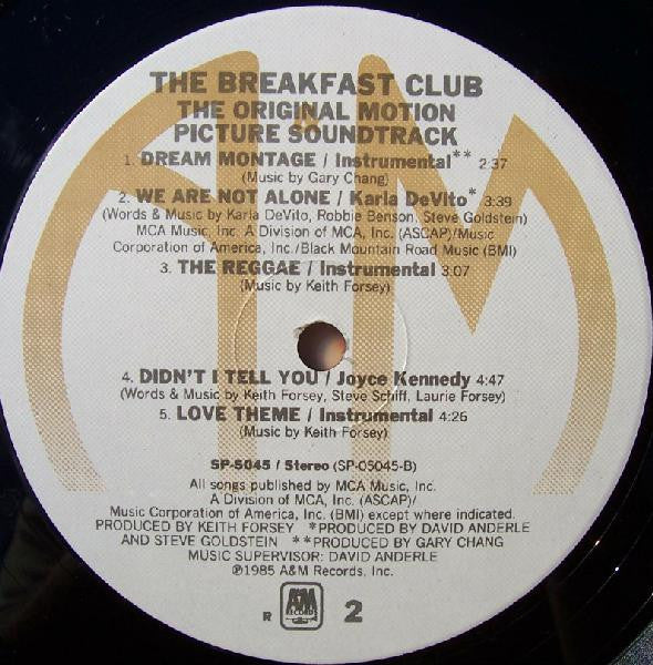 Various - The Breakfast Club (Original Motion Picture Soundtrack) - Used VG+