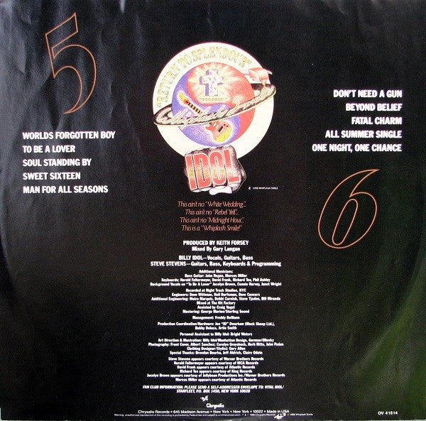 Billy Idol - Whiplash Smile - Used VG+