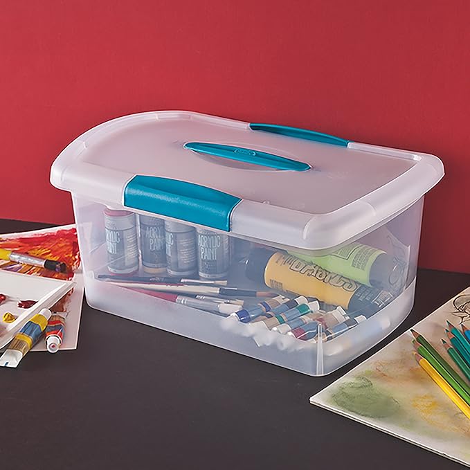 Sterilite Medium Showoffs Storage Box, Clear/Turquoise