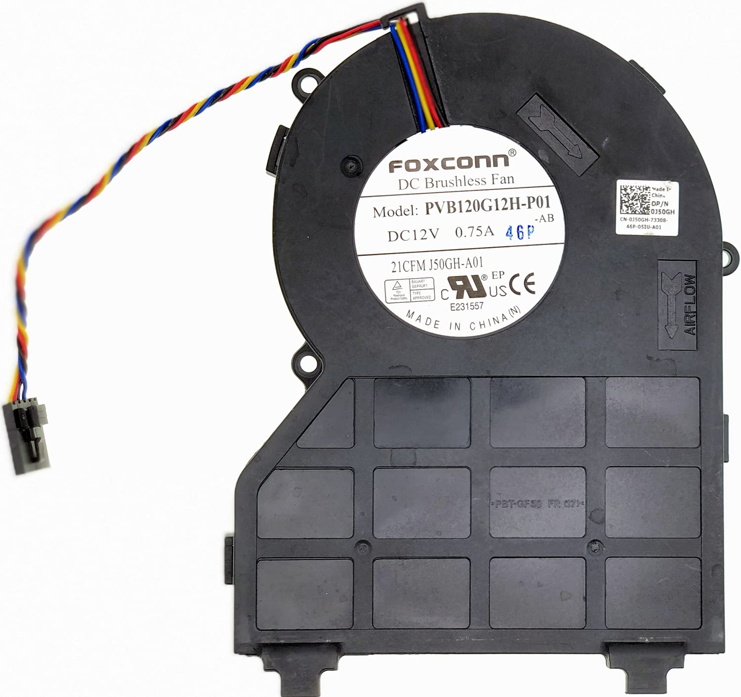 Laptop Heatsink&Fan for Foxconn PVB120G12H-P01-AB J50GH-A00 0FVMX3 FVMX3 0J50GH J50GH 790 990 390 21CFM DC12V 0.75A