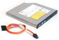 Shows a SATA DVD drive and data cable for computer installation.
