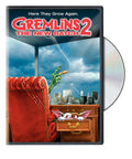 The "Gremlins 2: The New Batch" DVD cover features a green-skinned gremlin smoking a cigar in an office setting, with another gremlin peeking from a drawer.
