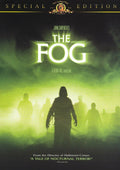 The movie poster for John Carpenter's "The Fog" shows ghostly figures emerging from a luminous green fog.
