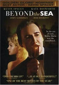 Kevin Spacey stars as Bobby Darin, holding a microphone on the movie poster for "Beyond the Sea," with Kate Bosworth visible in the background.
