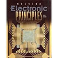Book cover displays "Electronic Principles" by Malvino, showcasing a chip design.
