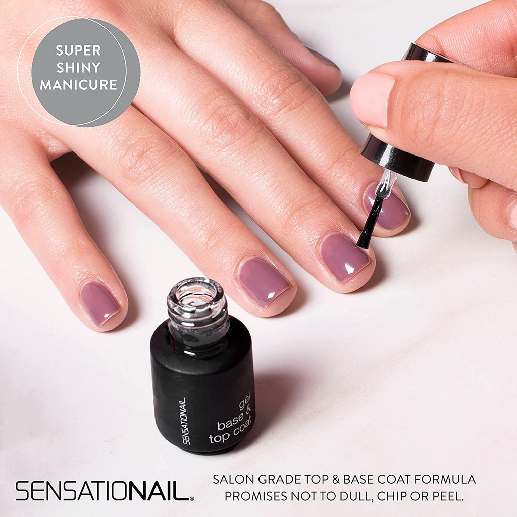 SensatioNail Gel Nail Polish Essentials Kit – Includes Nail Primer (3.54mL), Gel Base/Topcoat (7.39mL), and Nail Gel Cleanser (27.7mL) – DIY Manicure Kit for up to 2 Weeks of Wear