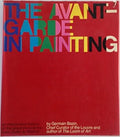 Shows "The Avant-Garde in Painting," a red book cover with colorful title lettering.
