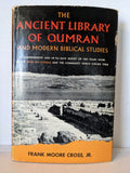 Book cover features "The Ancient Library of Qumran," with a monochrome photograph depicting the Dead Sea Scrolls discovery site.
